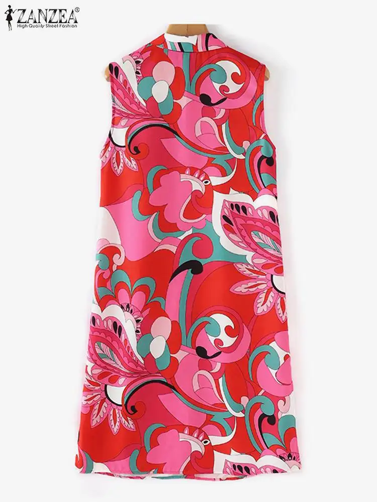 Летняя богемная Женская Повседневная рубашка ZANZEA Модный женский сарафан без