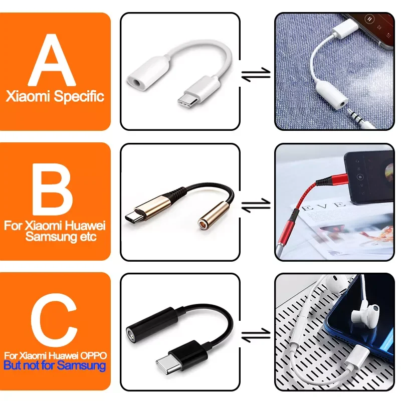 

Free Shipping for Xiaomi Mi 10 11 Redmi K40 USB C To 3.5 audio aux converter C to 3.5mm Jack Earphone Audio Adapte