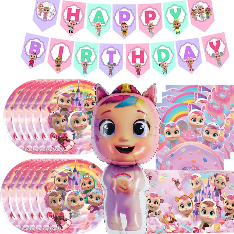 

Cry Babies Theme Birthday Party Decorations Disposable Cup Plates Napkin Tablecloth Kid Girl Birthday Party Supplies Baby Shower