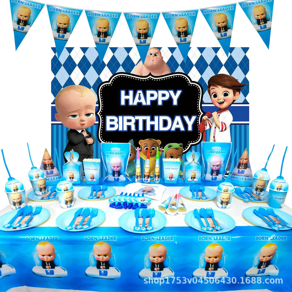 

Cartoon Boss Baby Birthday Party Decoration Ballon Tableware Set Baby Shower Partys Supplies Paper Plates Christmas Gift