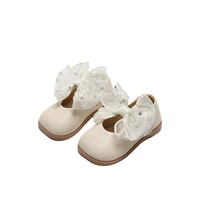 2022 girls princess shoes baby soft fashion solid color children lace butterfly little girls leather shoes toddler kids shoes