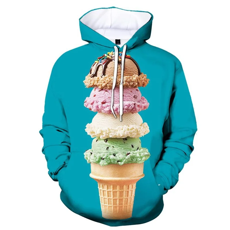 Мужская толстовка с капюшоном и принтом мороженого