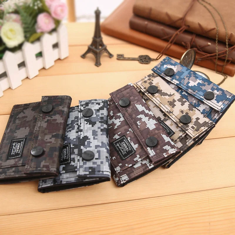 

Casual Camouflage Folding Wallet Portable Short Change Purse ID Card Cash Coin Purse 2020 Simple Style Men's Small Clutch