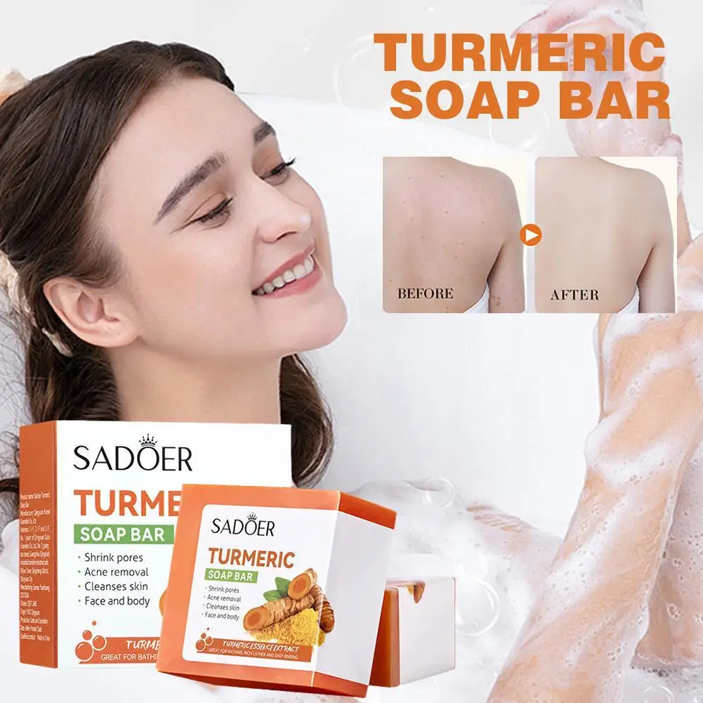 

Turmeric Hand Soap Facial Skin Tender Transparent Cleaning Pore Bleaching Remove Darkness Deep Cleaning Whitening Essential Soap