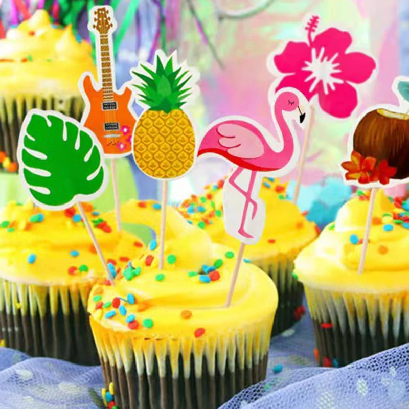 Тропическая Летняя Пляжная Вечеринка Фламинго Ананас Пальмовый Лист Зубочистка