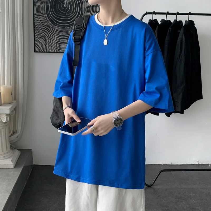 

Футболка мужская хлопковая с коротким рукавом, уличная одежда, повседневная тенниска в стиле Харадзюку, однотонная майка, лето 2022