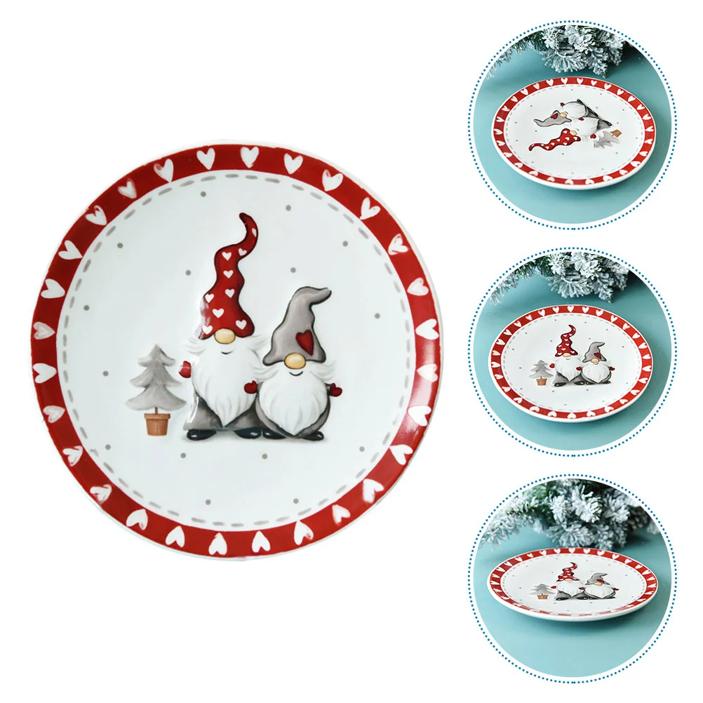 

Christmas Plates Ceramic Plate Platter Serving Fruit Tray Porcelain Dish Dinner Appetizer Dessert Candy Snack Salad Dinnerware