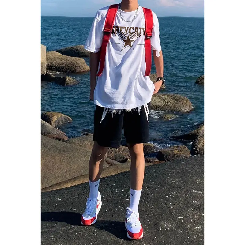 Очень большая весом 50 00 кг новая летняя футболка из чистого хлопка с короткими