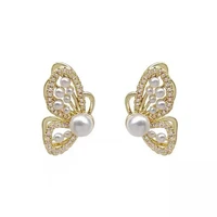 women earrings butterflies accessory korean style imitation pearl stud earrings women stud earrings women earrings 1 pair