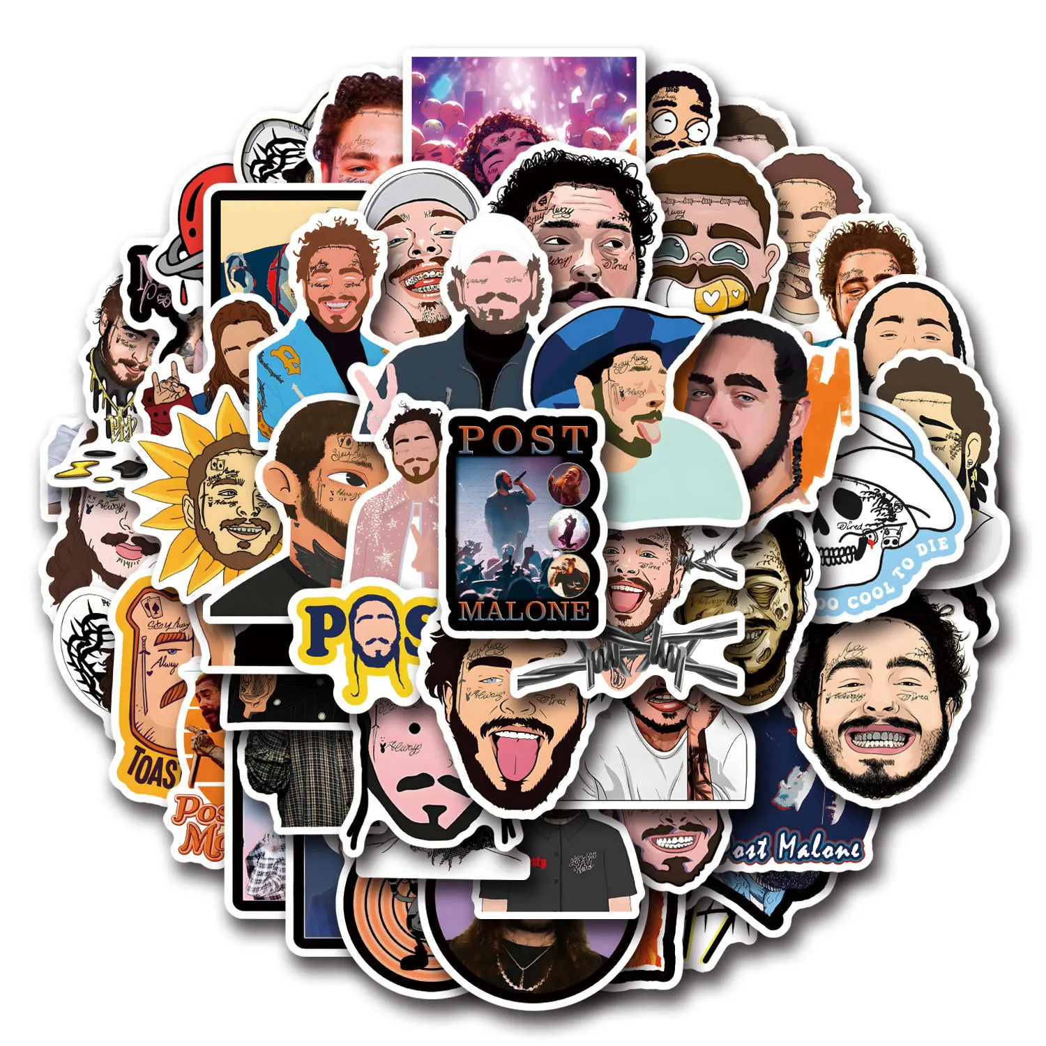 10/50 шт. наклейки Post Malone певица мультяшные скрапбук чемодан телефон гитара шлем