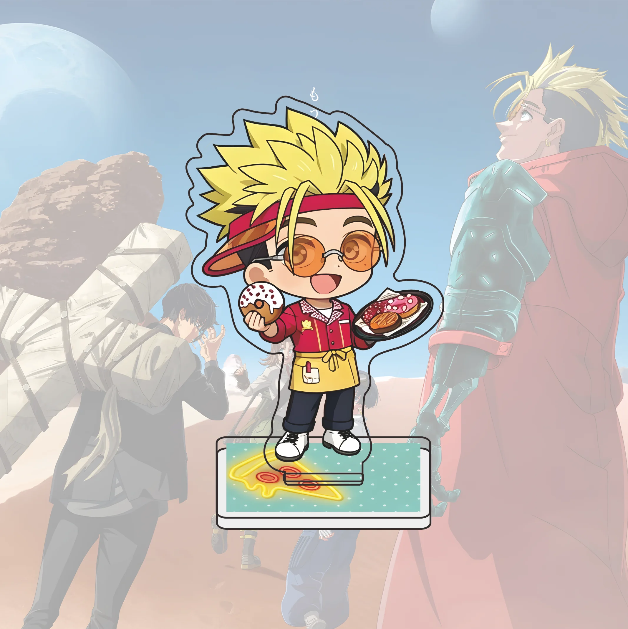 Фото Акриловая подставка Trigun Stargaze, фигурка-стенд Vash Wolfwood с ножами, милая космическая научно-фантастическая аниме-фигурка для рабочего стола, брелок №2