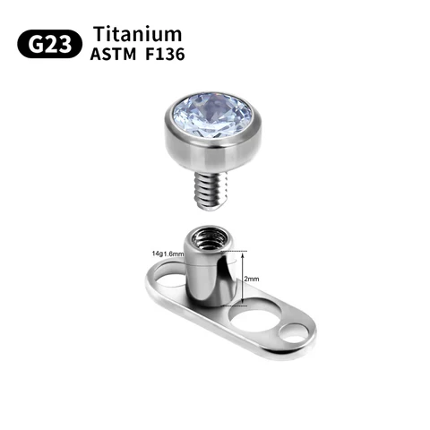 Титановые пирсинговые анкоры G232 14G 2 отверстия с внутренней резьбой