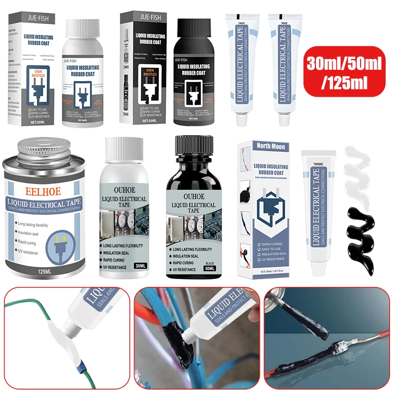 

Жидкий изоляционный Электрический герметик 30/50/125 мл, лента для проводов, кабель, герметик, клей, быстрая сушка, панель лампы, изоляционная кл...