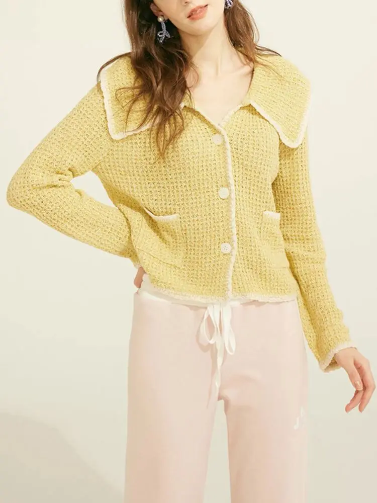 

2022 Summer New Women Knitted Cardigan Thin Large Lapel Top
