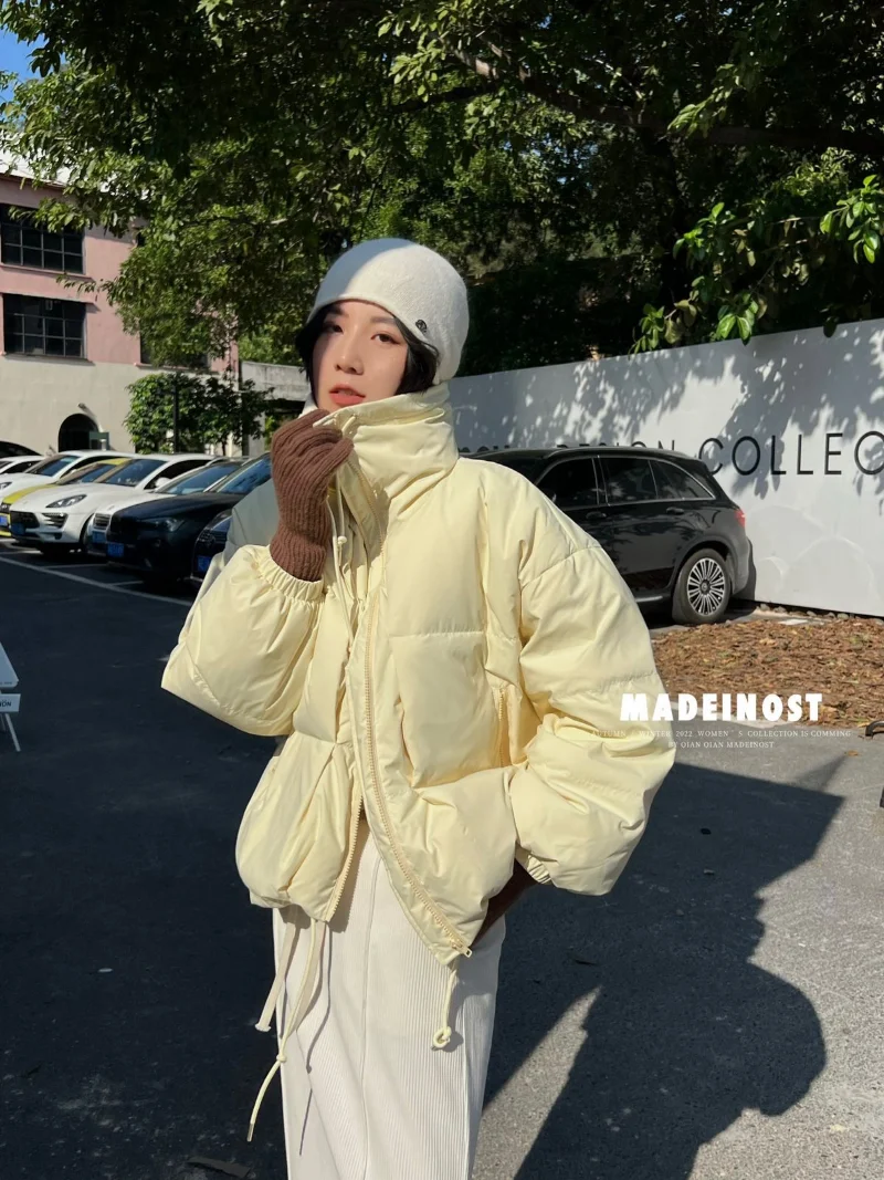 Winter Everything with Down Jacket New Solid Color Thickened Large Lapel Two Wear Cotton Jacket Loose Warm Casual Down Jacket