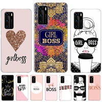 boss girl lady case for huawei p50 p40 p30 p20 p10 lite printing pattern cover for huawei mate 20 10 pro anti fall coque