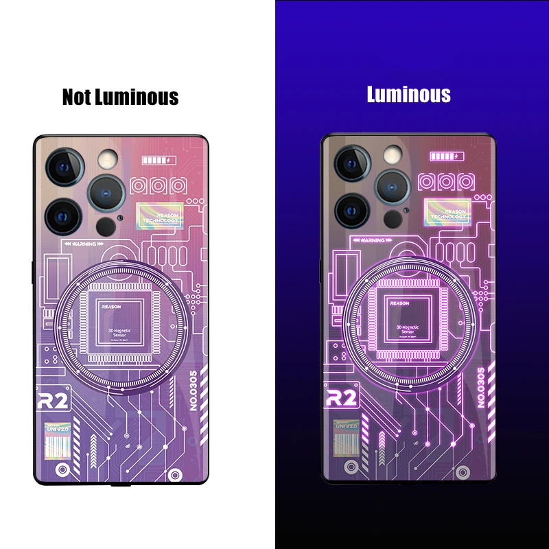 Luxury Voice Sensing LED Light Glowing Circuit Phone Case for VIVO X50 X60 X70 X80 X90 IQOO 8 9 10 Pro Plus  Luminous Protector