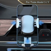 universal car phone holder stand cell phone mount for tesla model 3 model y acessories mobile holder hook auto air outlet mount
