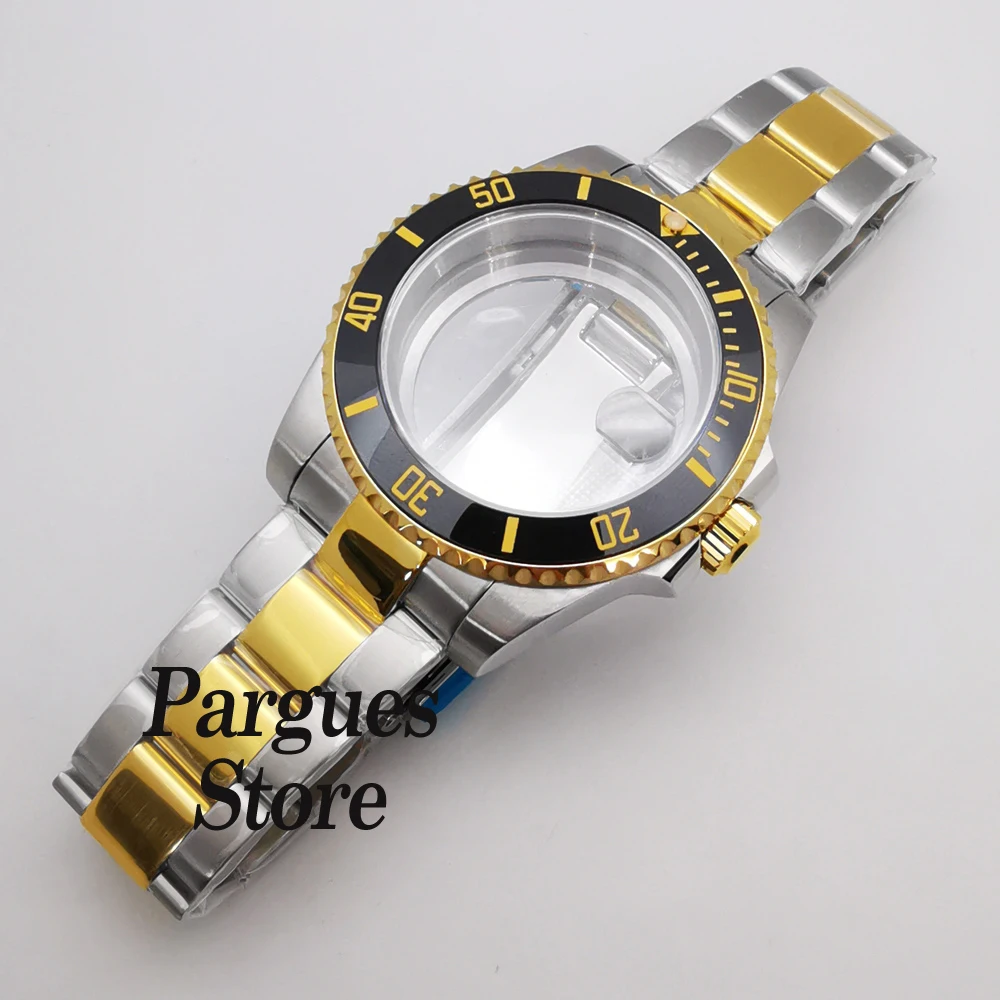 40mm Steel/Gold Sapphire Glass Watch Case Bracelet Fit NH35 NH36 Mingzhu DG2813/3804 Miyota 8215/8205 ETA 2836 Movement