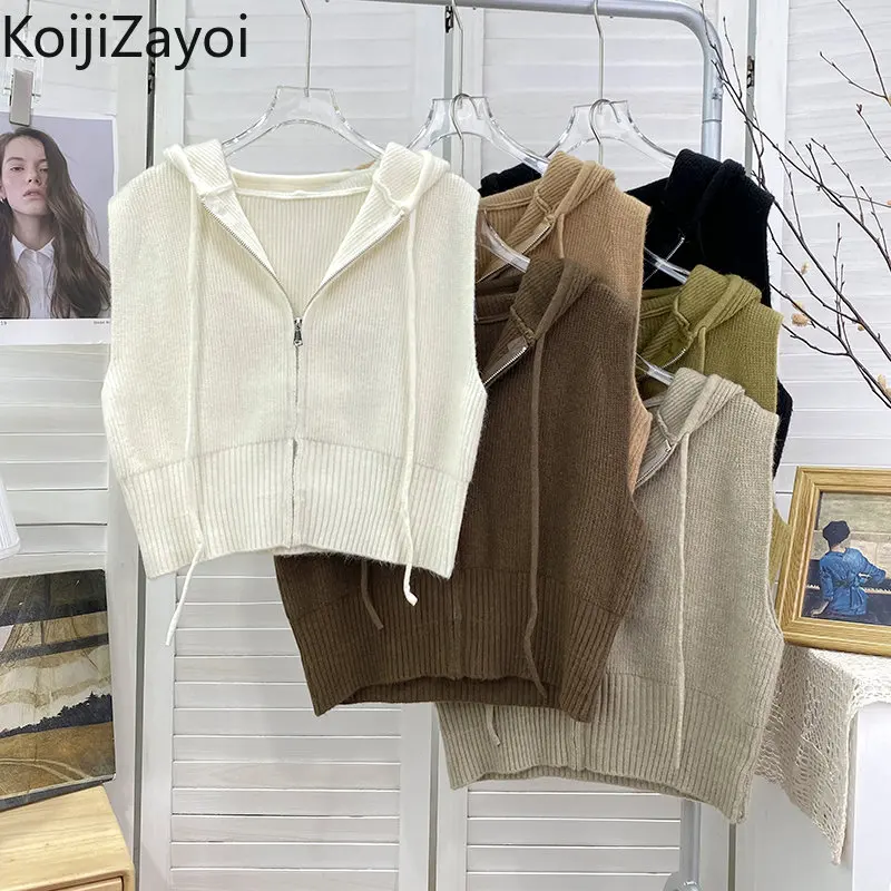 

Женский Повседневный пуловер с капюшоном Koijizayoi, вязаный свитер свободного покроя, шикарные модные Джемперы, верхняя одежда, осень-зима 2022