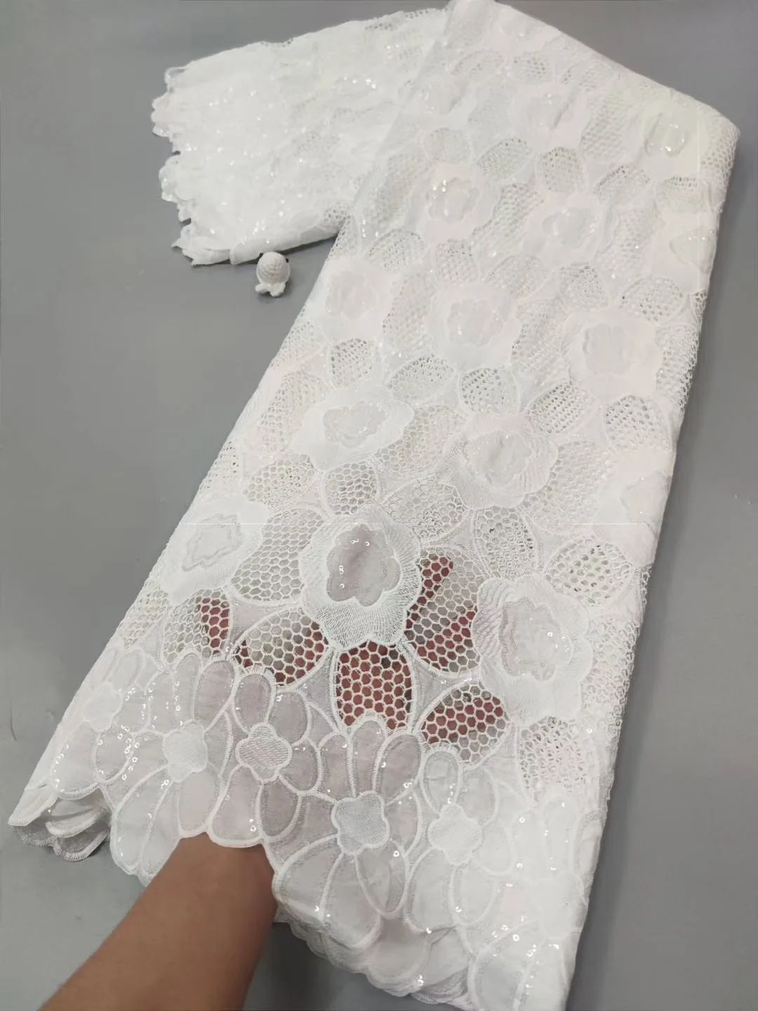 

Роскошная африканская полированная кружевная ткань, вышивка, хлопок, французское молочное Шелковое кружево, блестки, швейцарская вуаль, кр...