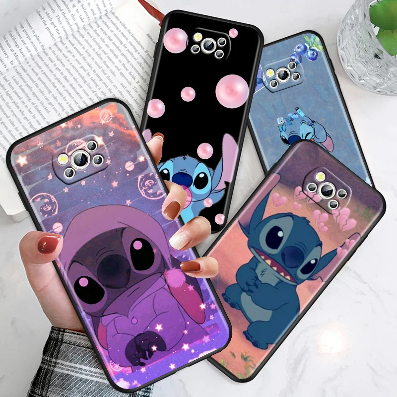 

Disney Cool Stitch For Xiaomi Poco M4 X4 GT X3 F3 GT NFC M3 C3 M2 F2 X2 Pro Mi Mix3 Silicone Black Phone Case