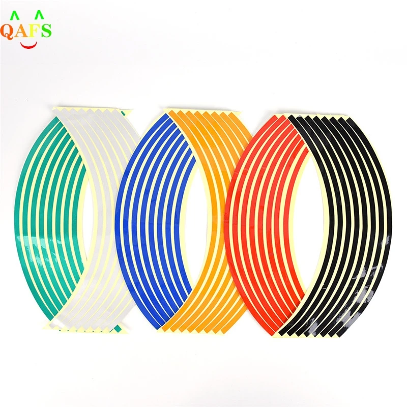 

16 Pcs Bike Car Motorcycle Decals Decoration Stickers And Wheel Tire Reflective Rim Stickers