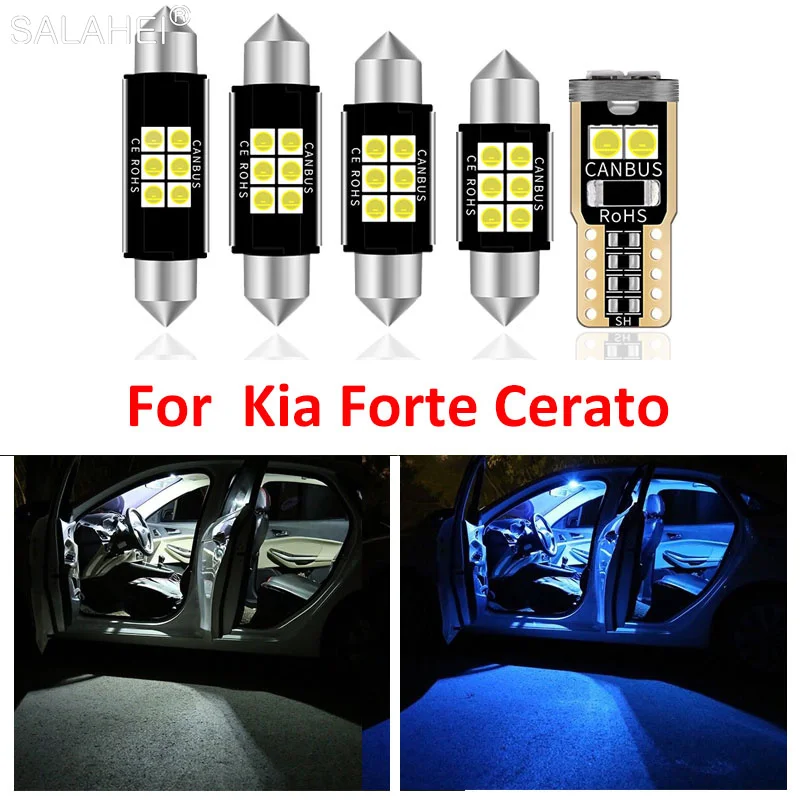 

8pcs White Canbus Led Car Interior Accessories Lights Package Kit For 2009-2016 Kia Forte Cerato T10 31MM 39MM Dome Trunk Lamp