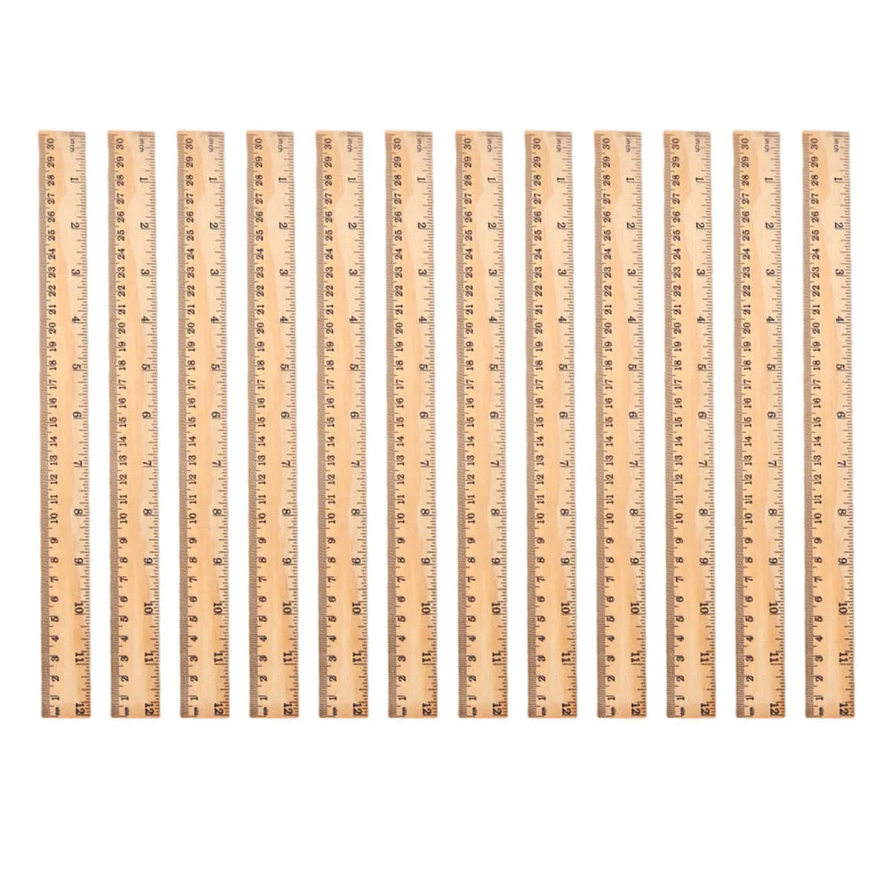 

12 Pcs Centimeter Ruler Portable Straight Convenient Student Office Gifts School Supply Wooden Bookmarks Household Wood