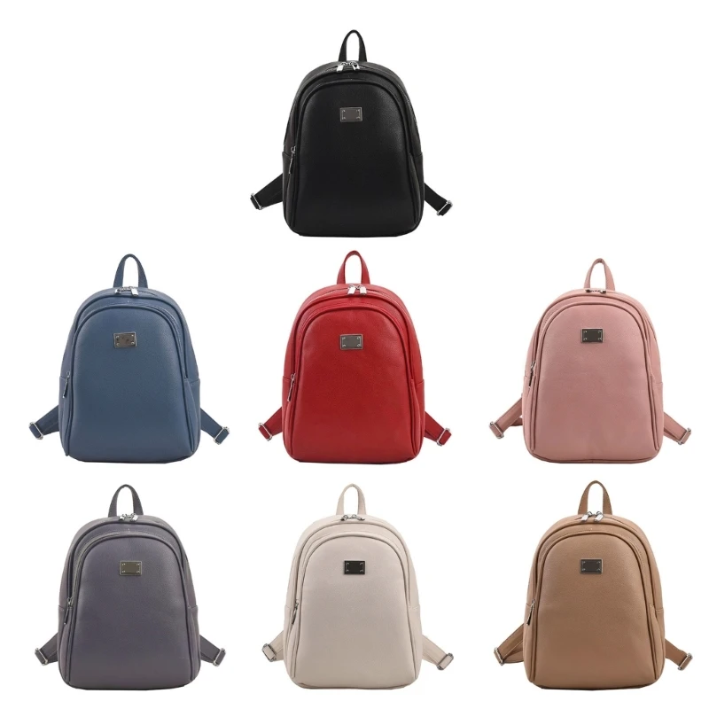 

Women Soft Leather Small Backpack Teen Girls Solid Color School Bookbag Female Casual Travel Large Capacity Rucksack Daypack