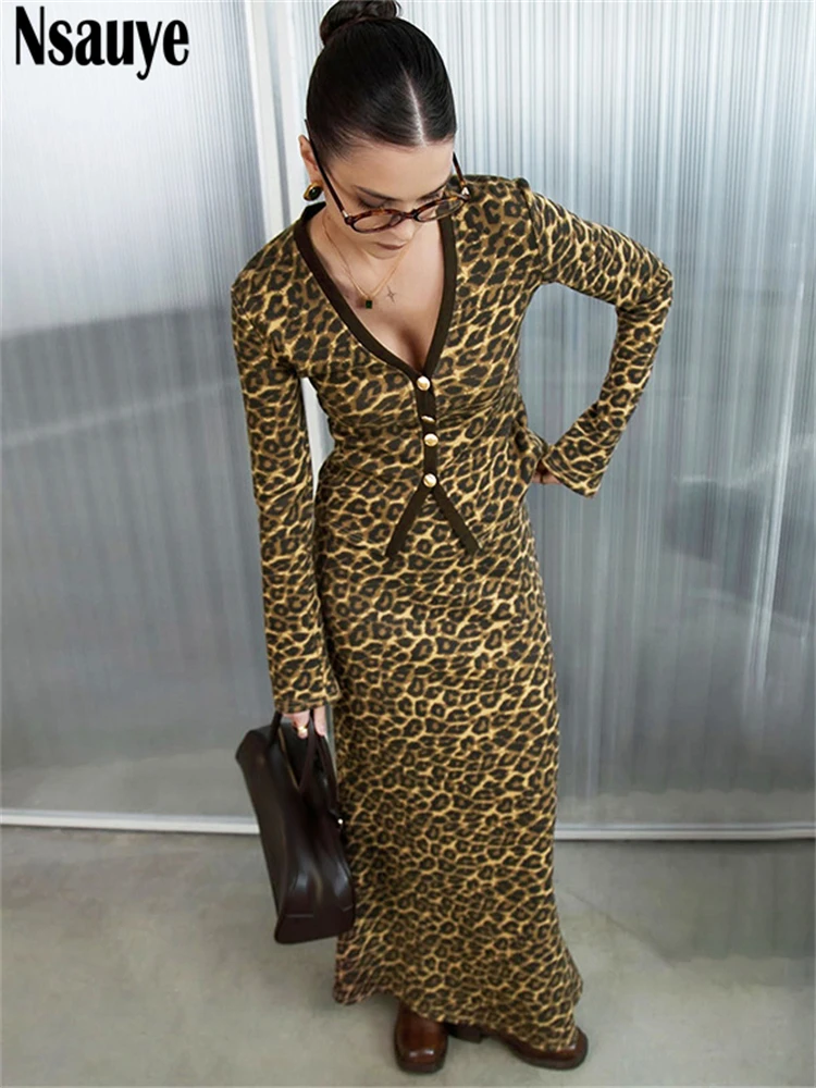Nsauye Y2K 2024 Зимняя леопардовая женская рубашка-кардиганы с длинными рукавами топы