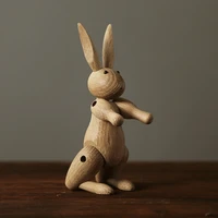 nordic danish wood carving miss rabbit joint puppet decoration home living room childrens room model room soft decoration decor