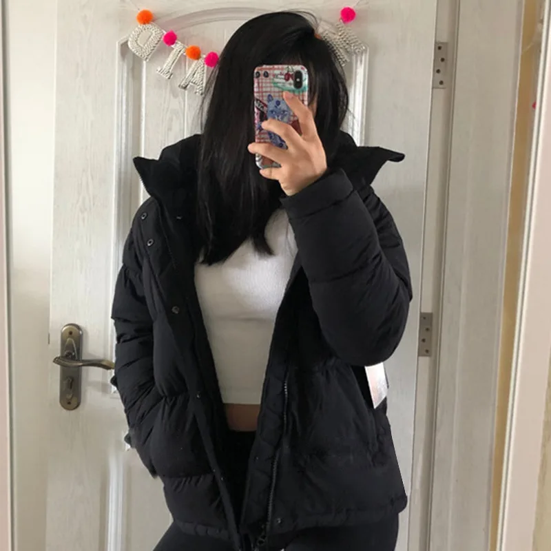 Autumn and Winter New Temperament Long-sleeved Warm Solid Color Hooded Jacket 2021 Fashion Women's Fluffy Cotton-padded Jacket