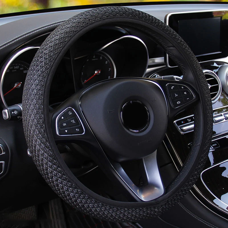 

Ice Silk Four Seasons Car Steering Wheel Cover Car Interior Knitted Steering Wheel Cover Universal Accessories Pattern 37-38cm