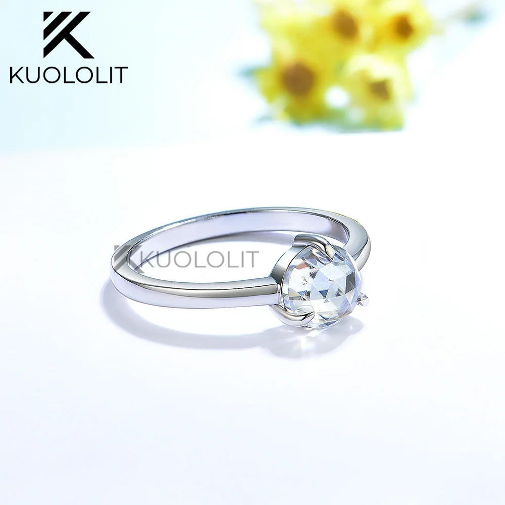 

Женское кольцо-колечко kuolit 1CT Moissanite, белое золото 18K 14K10K, розовая огранка D/VVS1, круглое кольцо-Пасьянс для помолвки, Рождество