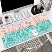 kawaii rabbit mousepad locking edge computer mausepad rubber pc accessories cute bunny mouse pad office carpet mause desk mat