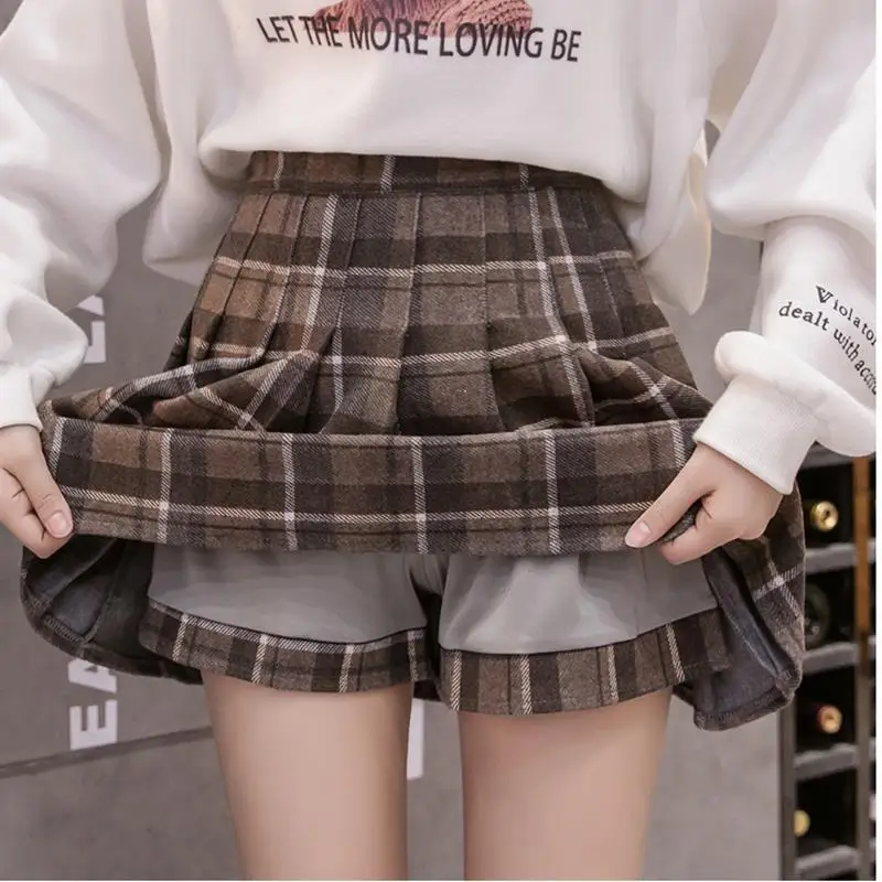 

Autumn/winter skirt skirt female hairy 100 pleated skirt college high-waisted fashion big size a-word skirt beautiful skirt