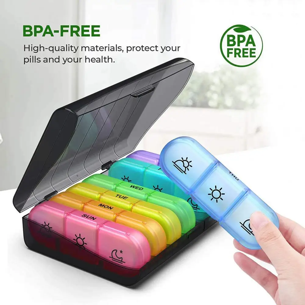 

Чехол для таблеток со съемной крышкой, органайзер для путешествий, 21 ячейка, хороший герметизирующий чехол для таблеток с витаминами, 7 дней