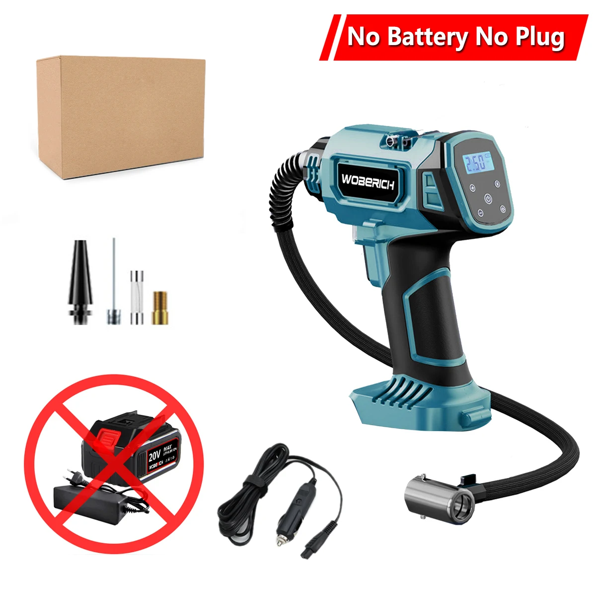 

Портативный беспроводной компрессор WOBERICH для шин для аккумулятора Makita 18 В