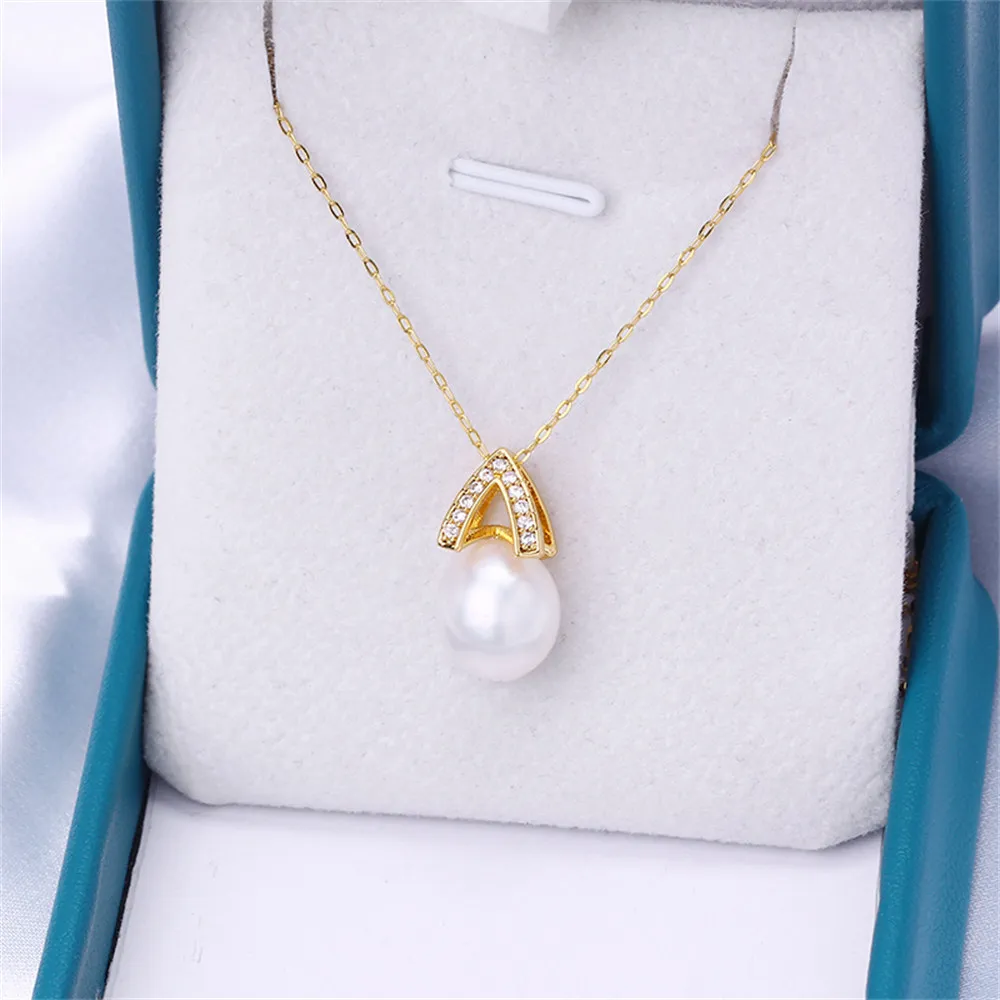 

Женский кулон с жемчугом и цирконом, в виде геометрической вставки