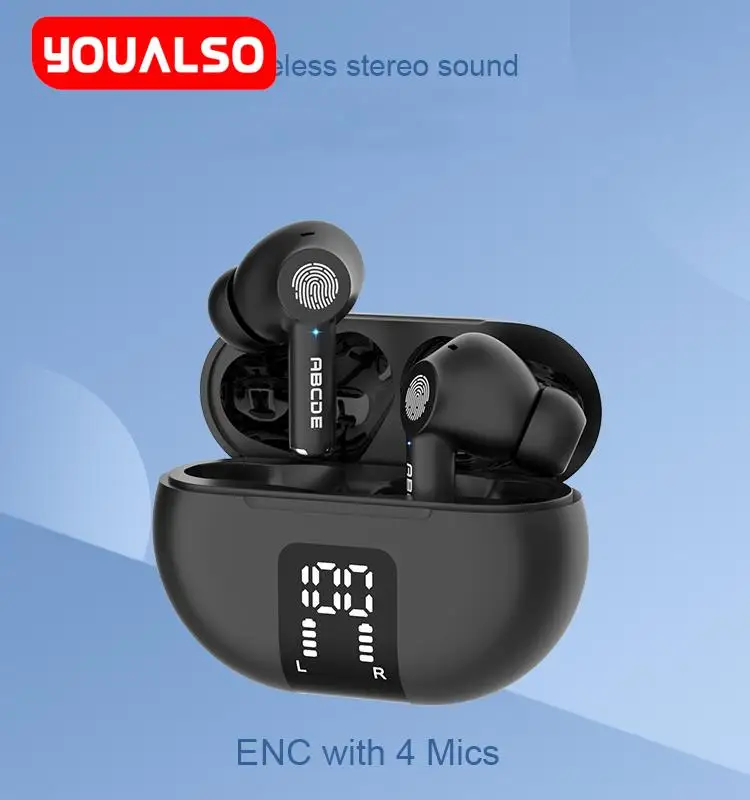 

Youalso Freebuds ANC Wireless Earbuds LED Display Low latency Earphone HiFi Stereo Waterproof In-Ear Headphone For air pro2 pods