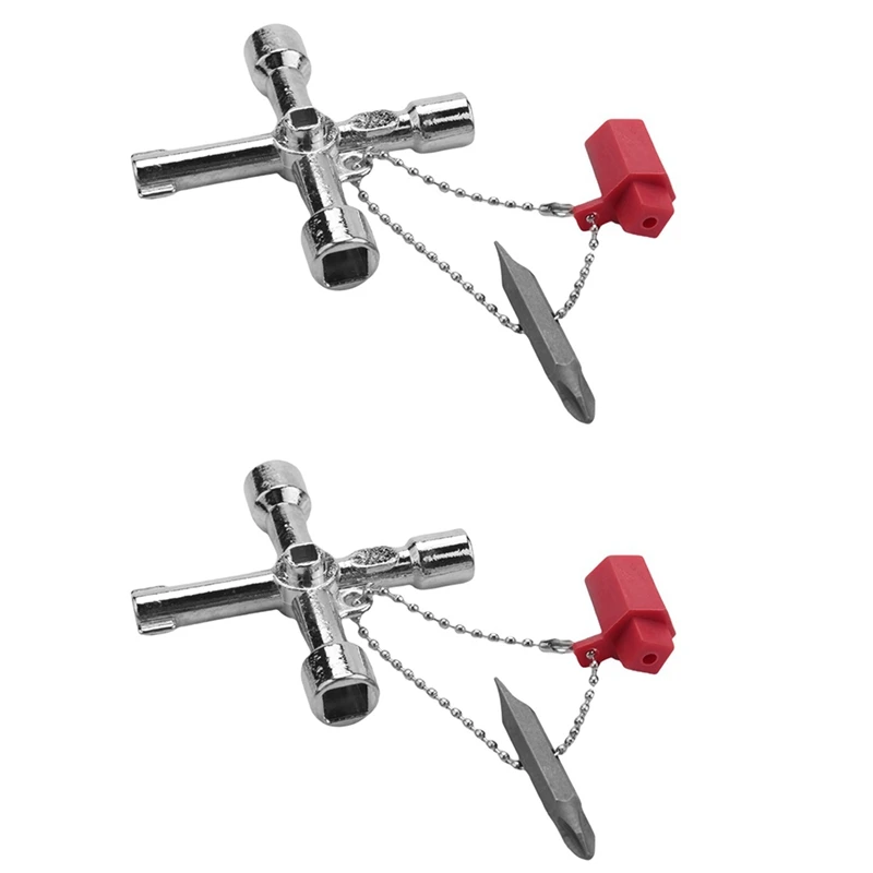

2X 4 In1 Meter Box Key Gas Key Meter Key Multi-Functional Utilities Key For Electric Cupboard Cabinet Opening Key