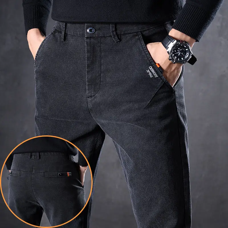 

골프바지 Golf Wear 2023 Winter New Thickened Waffle Casual Golf Pants Men's Golf Clothing Versatile Plush Slim Straight Leg Pants