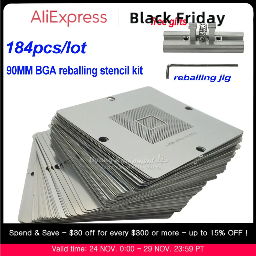 

184 шт./лот, универсальные 90 мм BGA прямые трафареты для реболлинга, оригинальные с реболлинговым приспособлением для SMT SMD чип, переделка Rpair