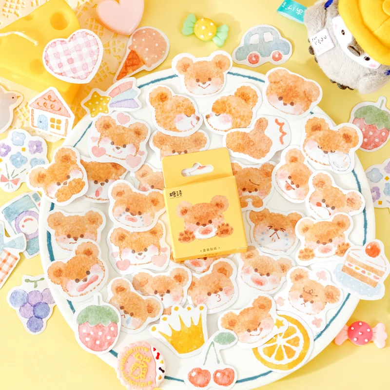

Kawaii Bear Scrapbook Stickers Hand Account Diary Decorative Stickers Funny Cute Children's Stationery Stickers Seal Stickers