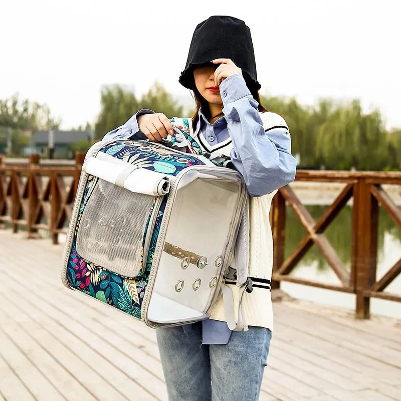 

Вместительная сумка-переноска для птиц, дышащий рюкзак с двумя лямками для путешествий с большими и маленькими питомцами