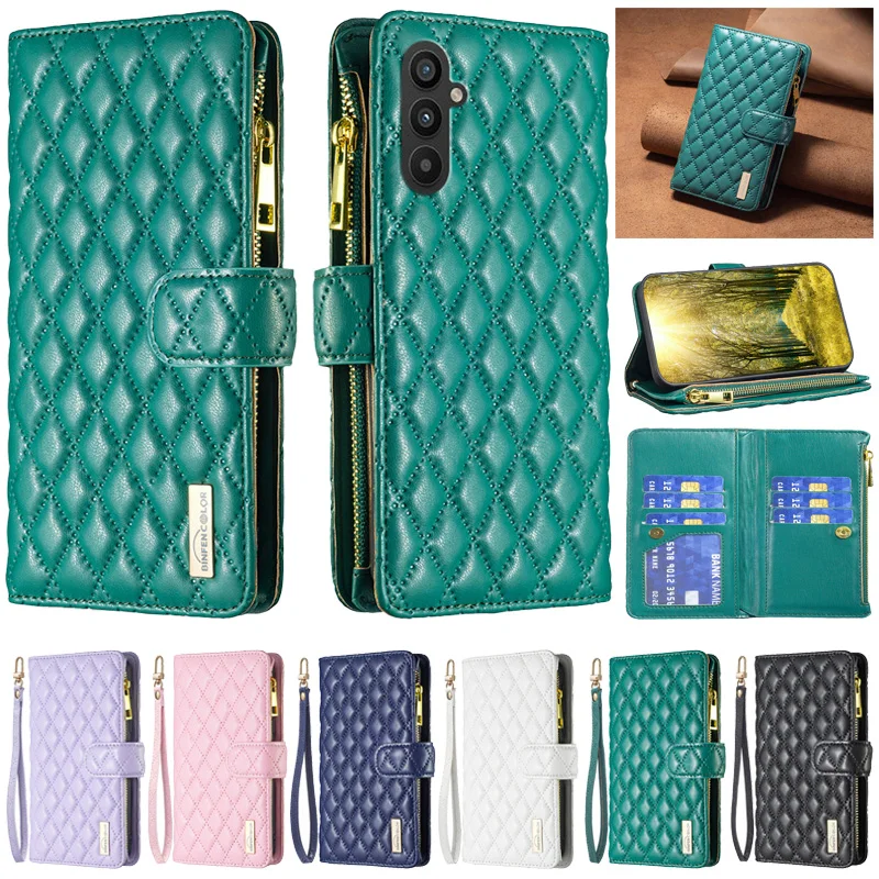 

For Samsung Galaxy A34 SM-A346B Luxury Wallet Zipper Case on For Samsung A24 4G A54 A14 A34 A546 A146 Fundas Leather Phone Bags