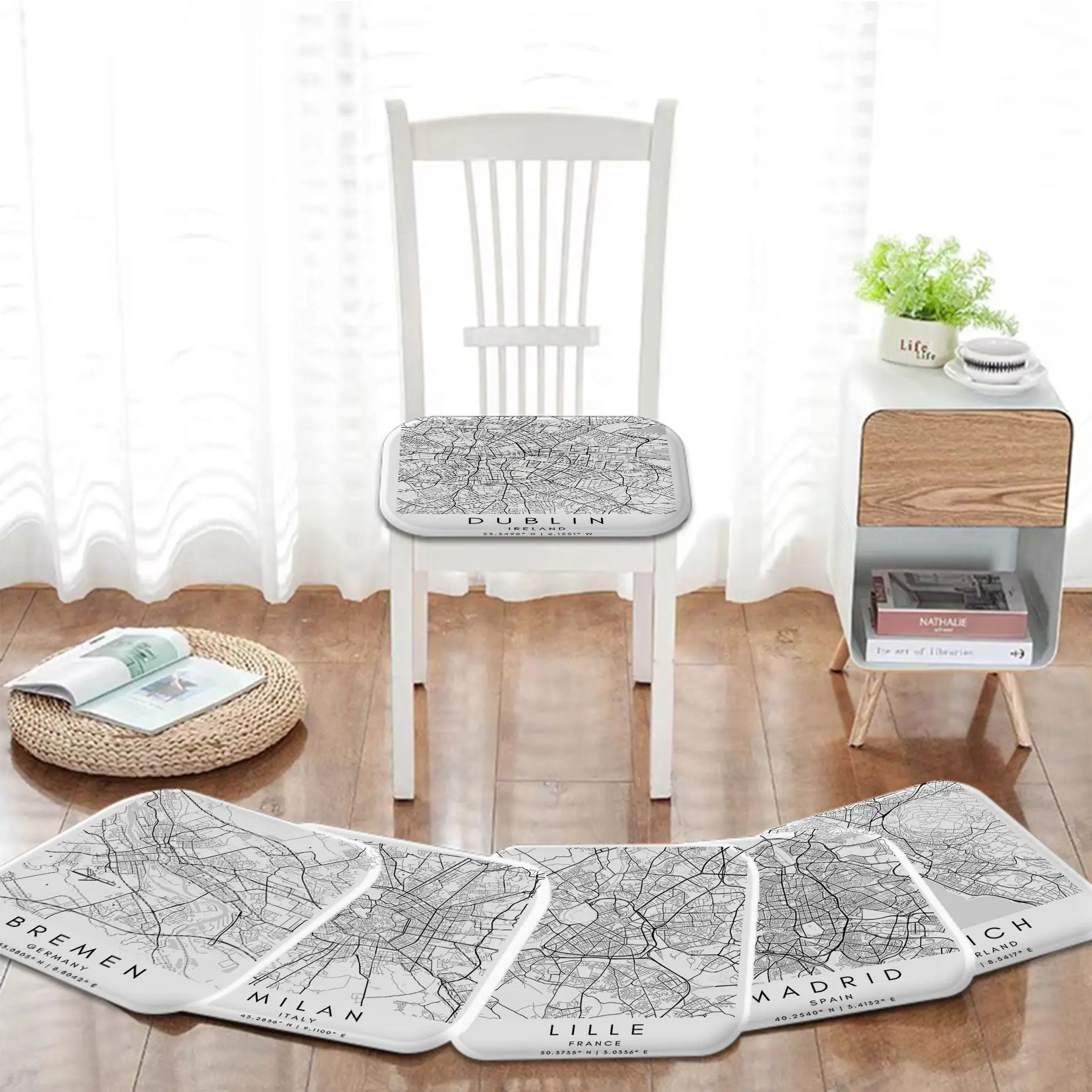

Dublin Paris London New York Custom City Map Plush Cushion Home Back Cushion Soft Comfortable 50x50cm Outdoor Cushions