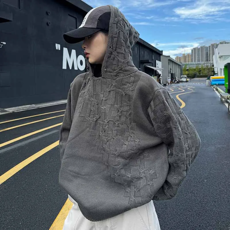 Асимметричный вязаный свитер в стиле пэчворк хип-хоп пуловер оверсайз топы для