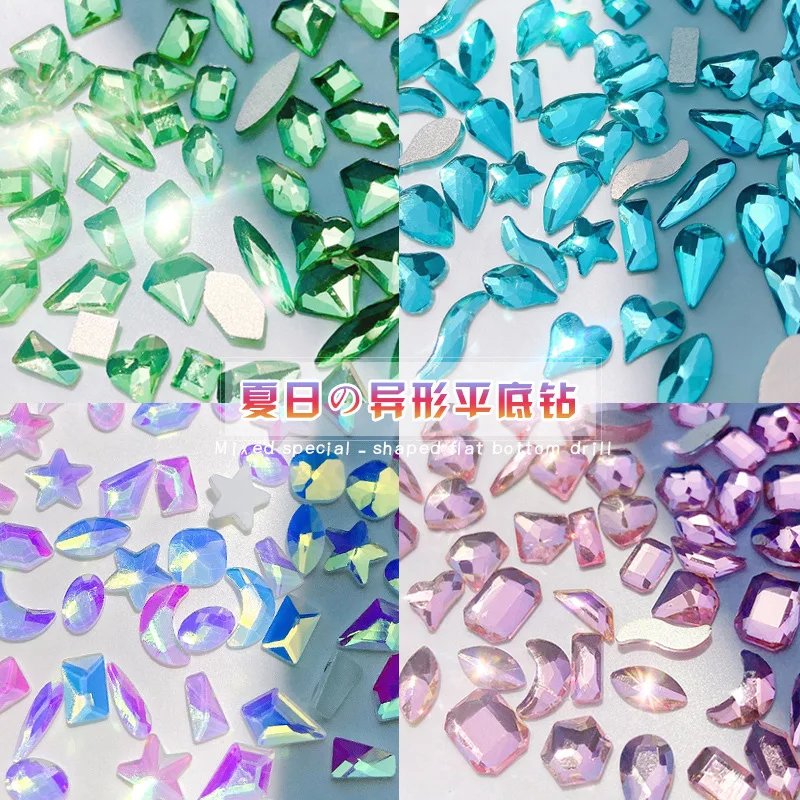 

100Pcs Mix Rhinestone Crystal AB Charm Luxury Nail Art Flatback Gems for DIY Nail 3D Decorations Glitter Manicure Nail Gems